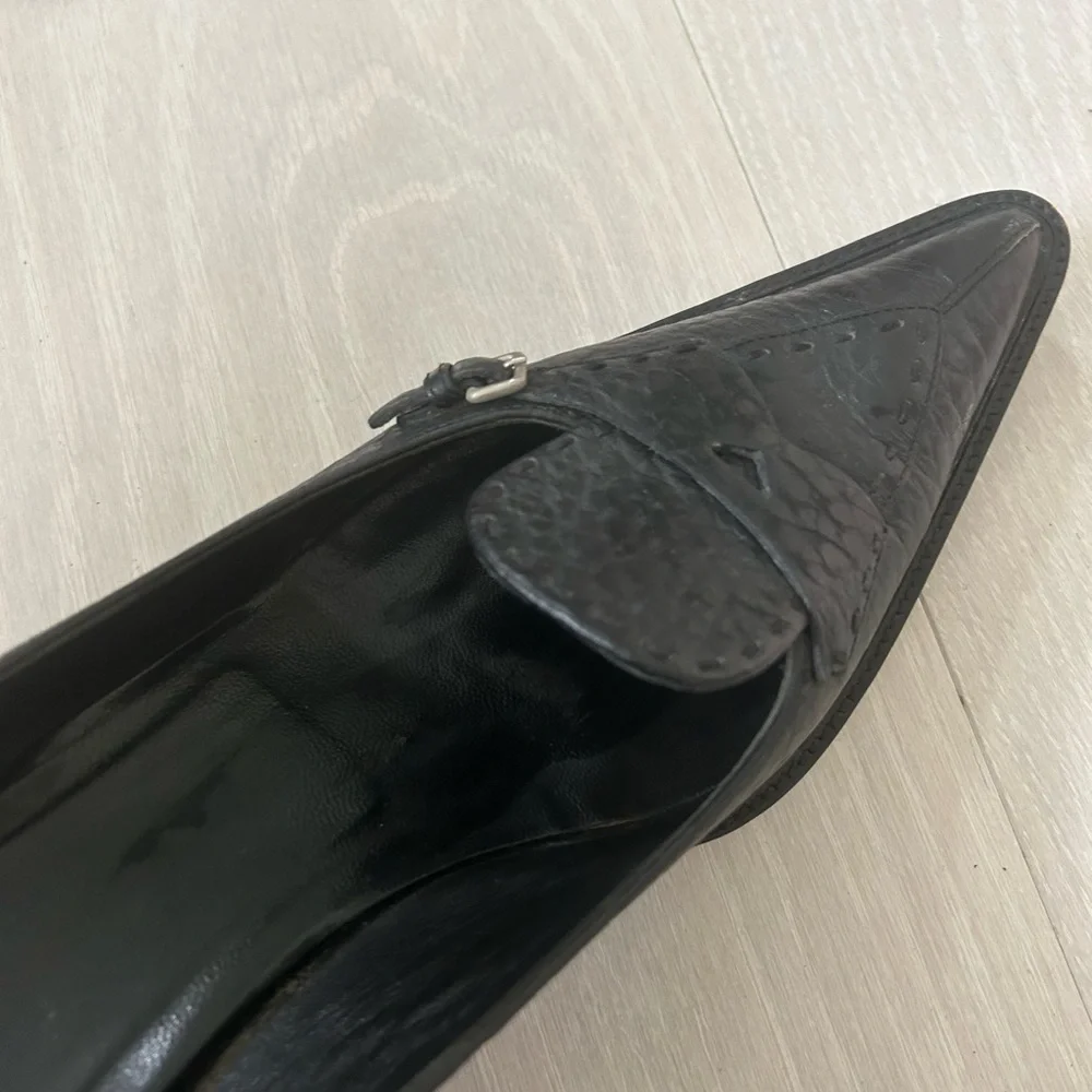 Prada Black Loafer Pointy Toe Kitten Heels Size 41